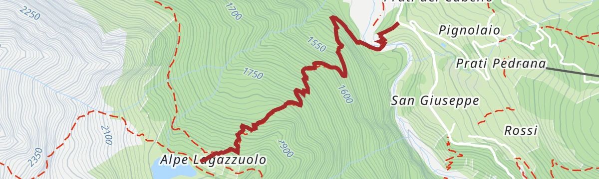 Route map: Lake and Alpe Lagazzuolo